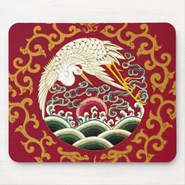 Chinesisches Storch- und Drachendesign Mousepad (Vorne)