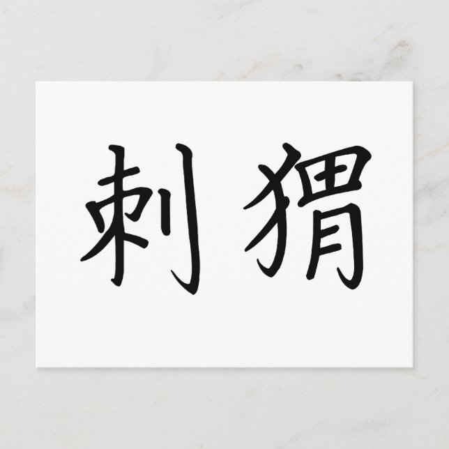 Chinesisches Symbol für Igel Postkarte (Vorderseite)