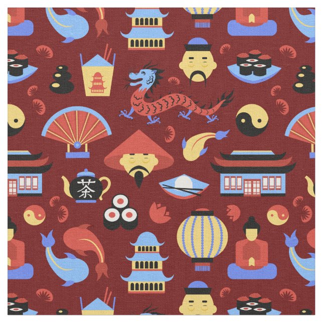 Chinesisches Symbol Stoff (Nahaufnahme)