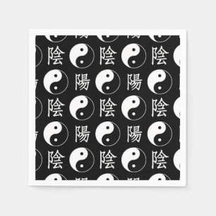 Chinesisches Textmuster für das Black Yinyang-Symb Serviette