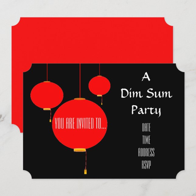 Chinesisches themed Party der schwachen Summe der Einladung (Vorne/Hinten)