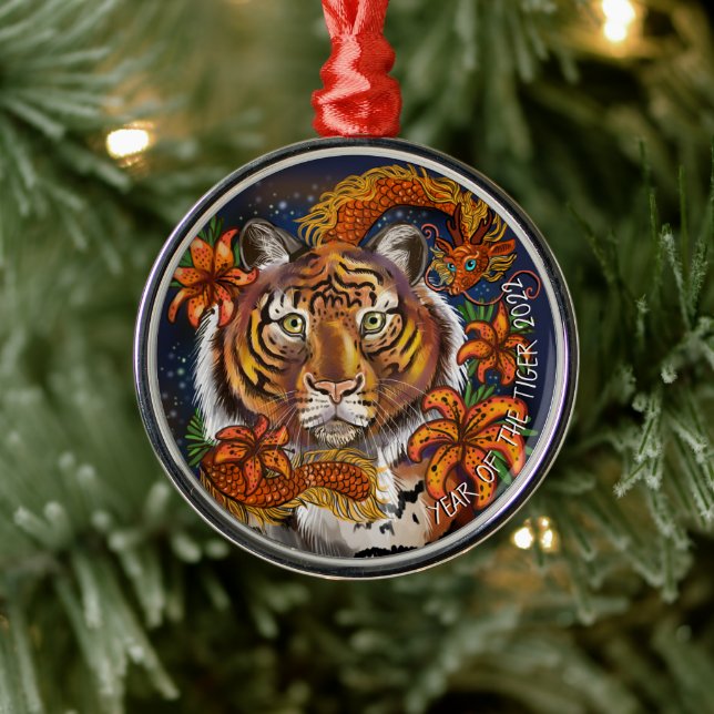 Chinesisches Tierjahr des Tigerornaments Ornament Aus Metall (Baum)