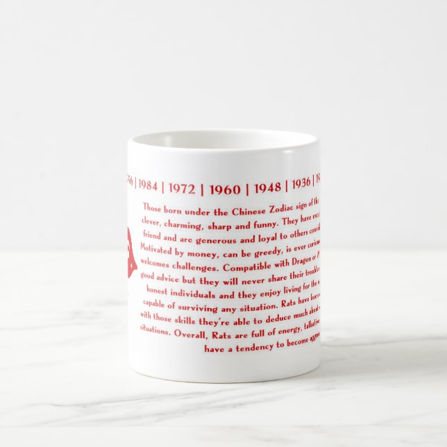 CHINESISCHES TIERKREIS-JAHR DER RATTEN-TASSE KAFFEETASSE (Mittel)