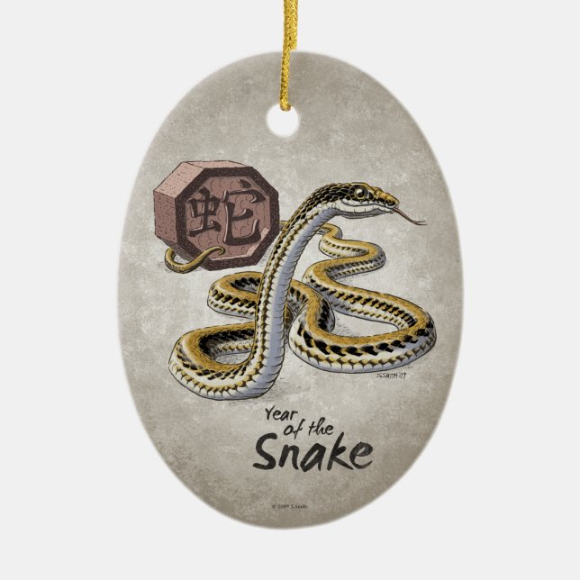 Chinesisches Tierkreis-Jahr der Schlangen-Kunst Keramik Ornament (Vorne)