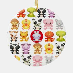 Chinesisches Tierkreis-Tier-Jahr des Kaninchens Keramik Ornament