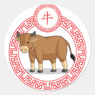 Chinesisches Tierkreis-Tier - Ochse Runder Aufkleber