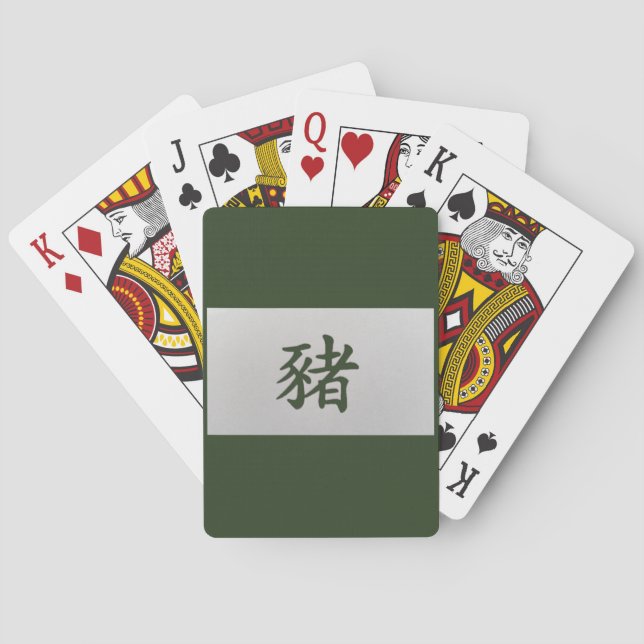 Chinesisches Tierzeichen Grün Spielkarten (Rückseite)