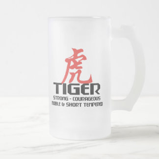 Chinesisches Tiger-Geburts-Jahr-Horoskop Mattglas Bierglas
