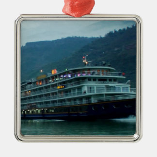 Chinesisches touristisches Boot im Fluss Yangtz Ornament Aus Metall