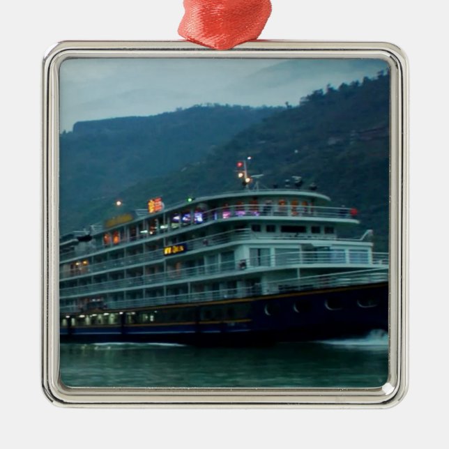 Chinesisches touristisches Boot im Fluss Yangtz Ornament Aus Metall (Vorne)