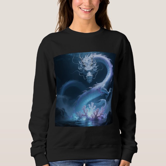 Chinesisches Wasserdrache-Kunst-Fantasy-Design mit Sweatshirt (Vorderseite)