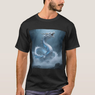 Chinesisches Weiß Blaues Drachen Kunst Fantasy Des T-Shirt