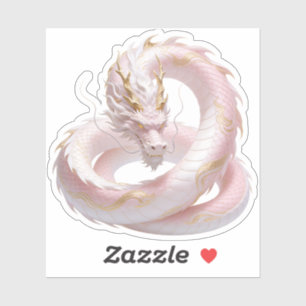 Chinesisches Weißgold-Drache Fantasy-Design mit  Aufkleber