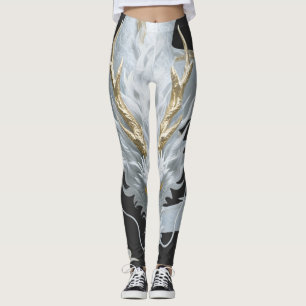 Chinesisches Weißgold-Drache Kunst Fantasy-Design  Leggings