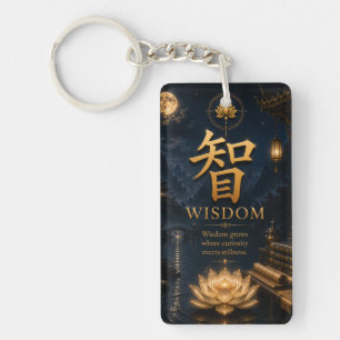 Chinesisches Zeichen 智 Weisheit (Zhi) Lotus-Schlüs Schlüsselanhänger