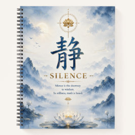 Chinesisches Zeichen 静 Stille (Jing) Lotus Notizbu Notizbuch
