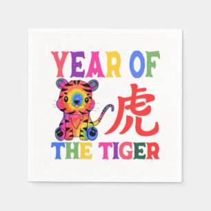 Chinesisches Zodiac - Jahr des Tigers in Regenboge Serviette