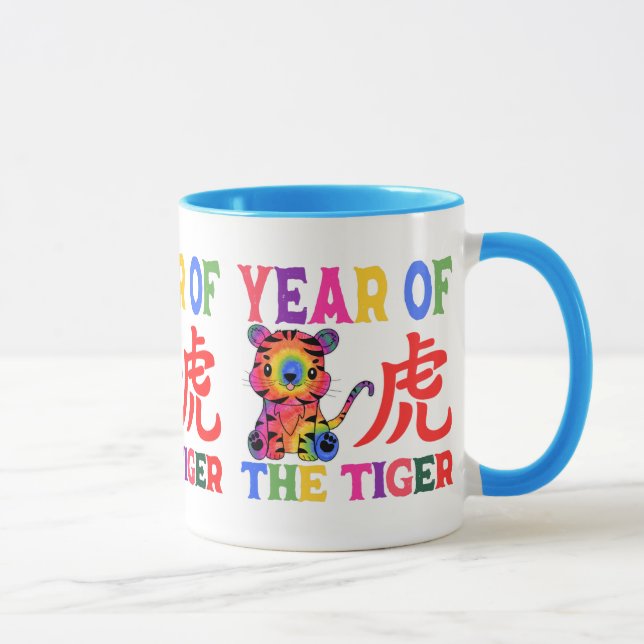 Chinesisches Zodiac - Jahr des Tigers in Regenboge Tasse (Rechts)