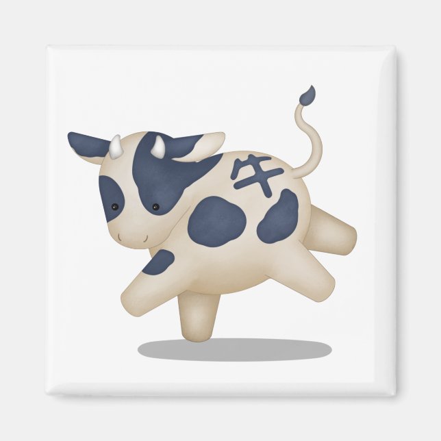 Chinesisches Zodiac Ox Niedlich Astrologie Zeichen Magnet (Vorne)