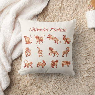 Chinesisches Zodiac-Tierzeichen Kissen