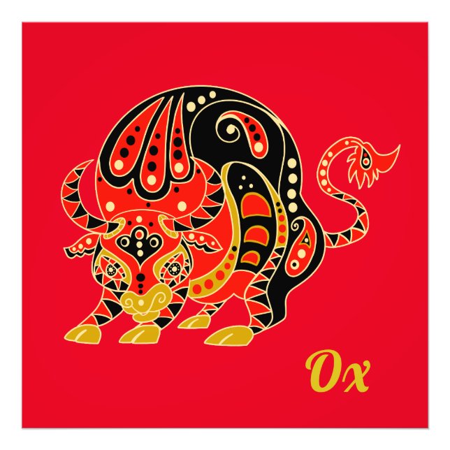 Chinesisches Zodiac-Zeichen - Ox Fotodruck (Vorne)