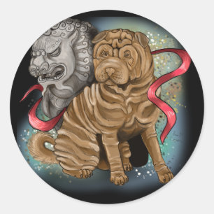 Chinesisches Zodiaka-Jahr des Hundes Runder Aufkleber