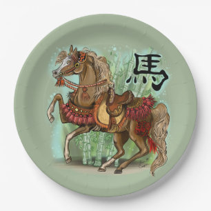 Chinesisches Zodiaka-Jahr des Pferdes Pappteller