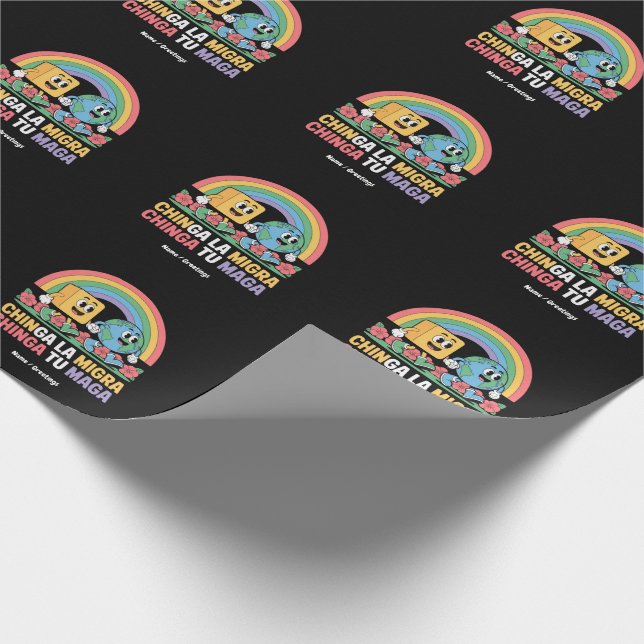 Chinga La Migra Chinga Tu Maga Funny Rainbow Geschenkpapier (Ecke)