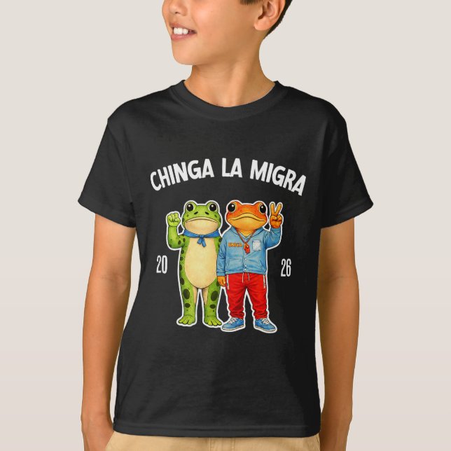 Chinga la migra funny frog protest graphic  T-Shirt (Vorderseite)