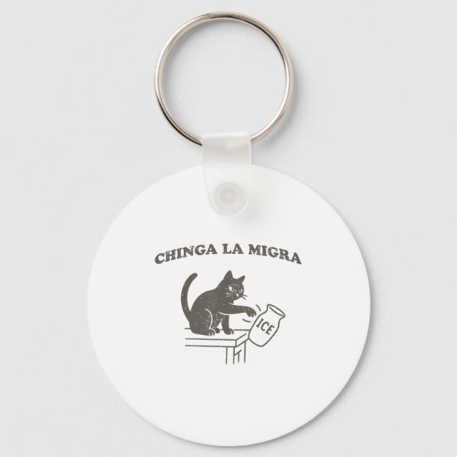 Chinga La Migra Immigration Abolish Ice Funny Cat  Schlüsselanhänger (Vorderseite)