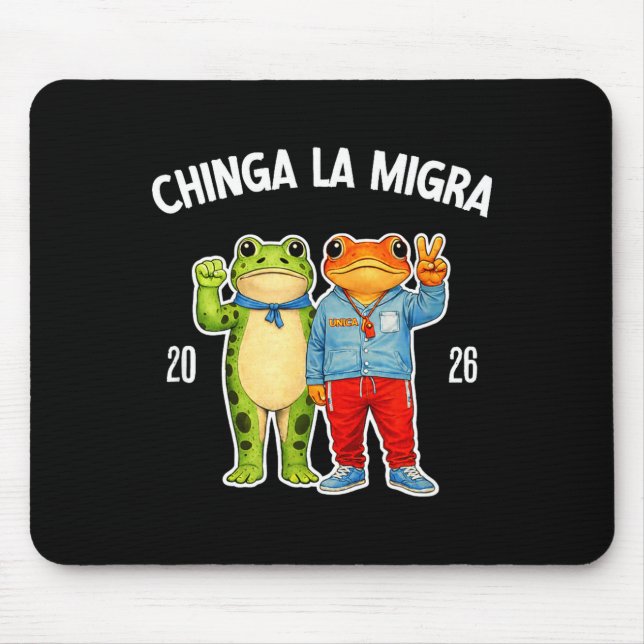 Chinga la migra lustiger Frosch Protest Grafik  Mousepad (Vorne)