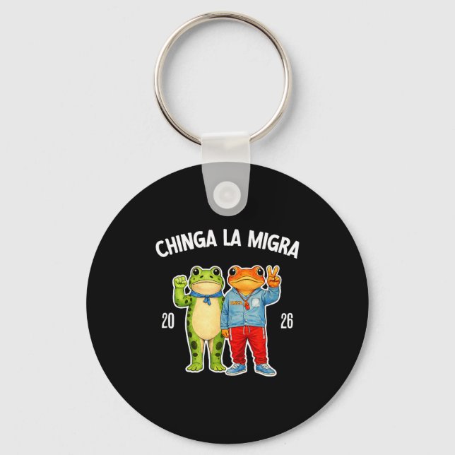Chinga la migra lustiger Frosch Protest Grafik  Schlüsselanhänger (Vorderseite)