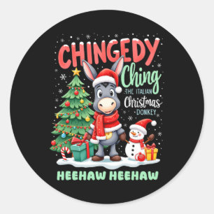 Chingedy Ching The Italian Christmas Donkey Heehaw Runder Aufkleber