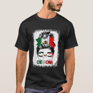 Chingona Messy Bun mit Bandana und Brillen Mexica T-Shirt