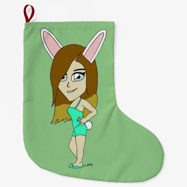 Chini Bunny Girl Großer Weihnachtsstrumpf (Vorderseite)