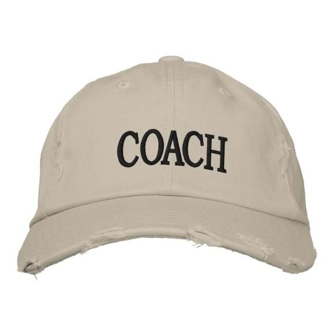 Chino Twill Coach Cap gestört Bestickte Kappe (Vorderseite)