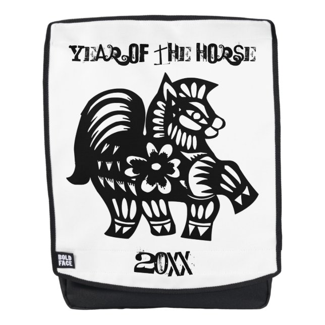 Chinois Black Papercut Cheval Année Zodiac sac (Devant)