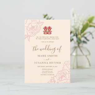 Chinois Elégant Double Bonheur Mariage Invitation