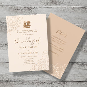Chinois Elégant Double Bonheur Mariage Invitation