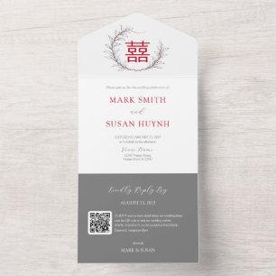 Chinois moderne tout en un Faire-part de mariage (
