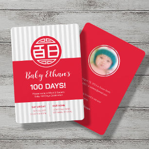 Chinois Traditionnel Bébé 100 Jours 百 日 Invitation