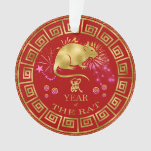 Chinois Zodiac Rat Rouge/Or ID542