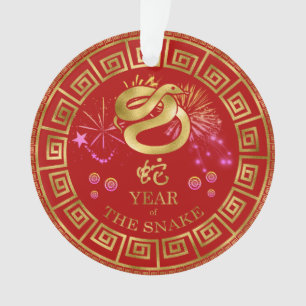 Chinois Zodiac Snake Rouge/Or ID542