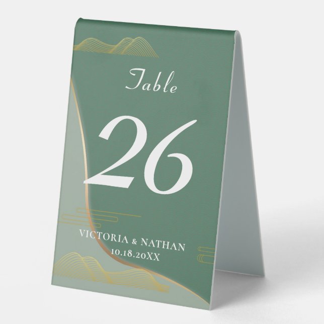 Chinoiserie Abstrakt Cloud Pattern Gold Line Tischaufsteller (Vorderseite)