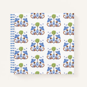 Chinoiserie-Affen und Sonnenschirme Spiralblock Notizbuch