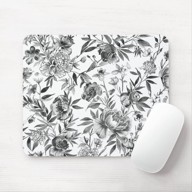 Chinoiserie-Aquarell-Blumen-Botanik-Gemälde Mousepad (Mit Mouse)