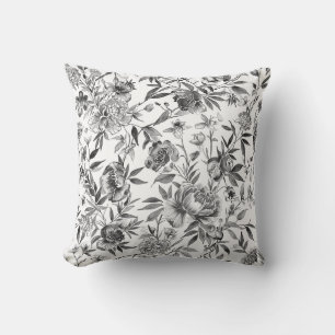 Chinoiserie-Aquarell-Blumen-Botanik-Malerei Kissen