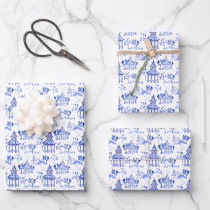 Chinoiserie Aquarelle Pagode Feuilles Cadeaux