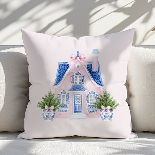 Chinoiserie Aquarelle rose Coussin de Noël
