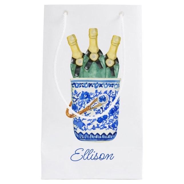 Chinoiserie Aquarelle Sac à vin (Devant)